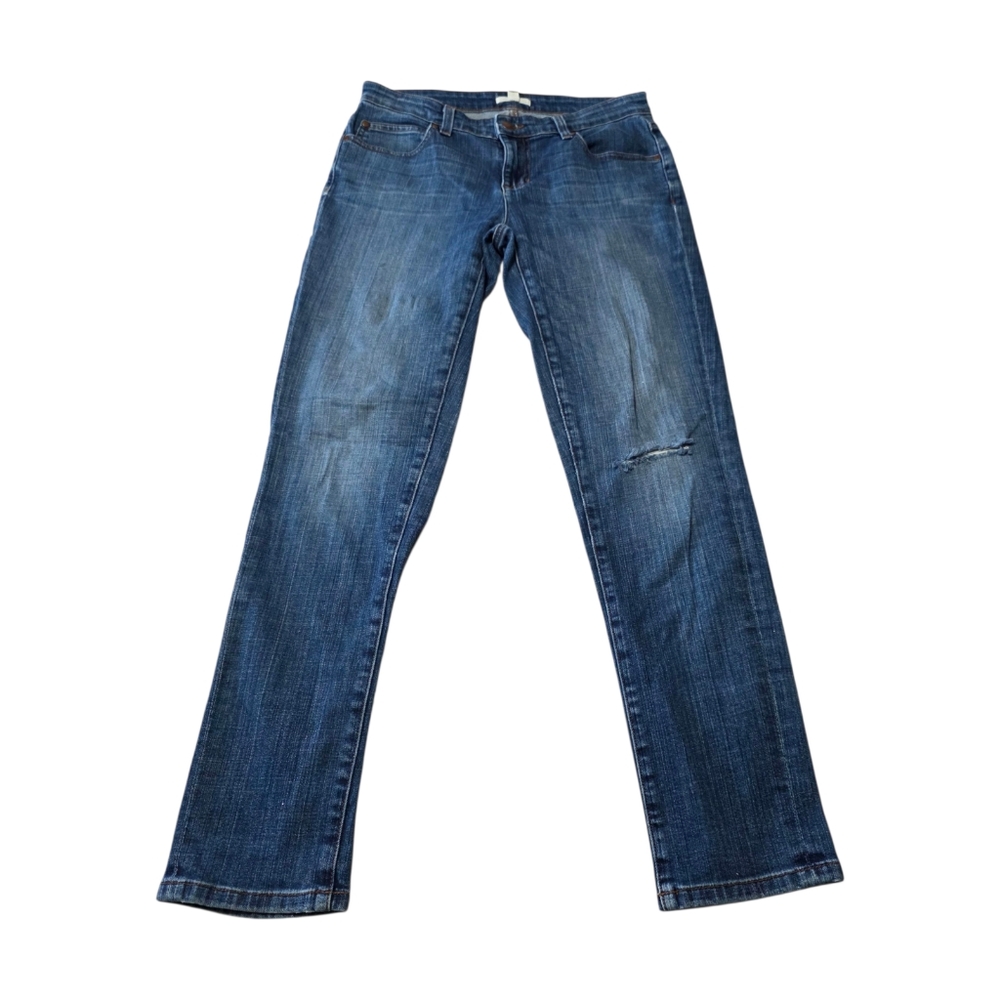 Eileen Fisher Jeans Womens 2 Blue Skinny Stretch Organic Cotton Distressed